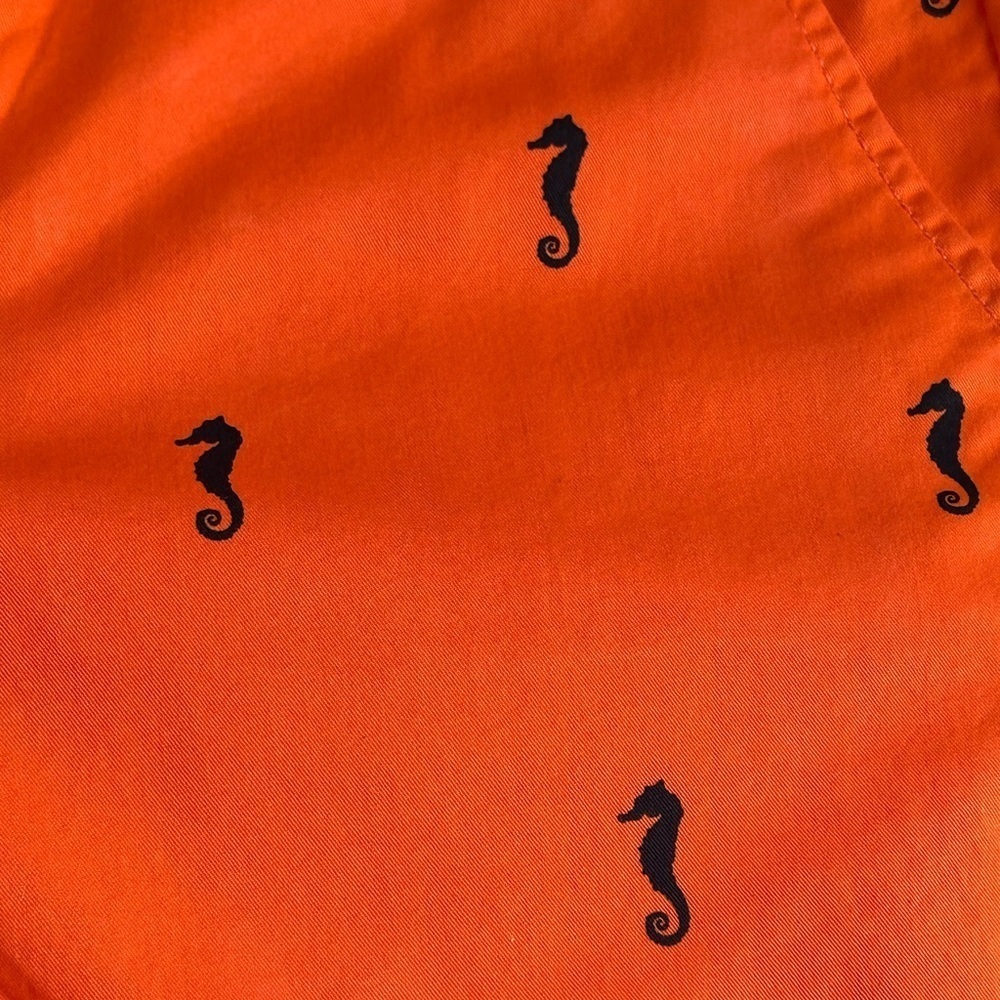 Merona Womens Shorts Size 4 Orange Seahorse Print Chino Flat Front Nautical - Picture 5 of 7